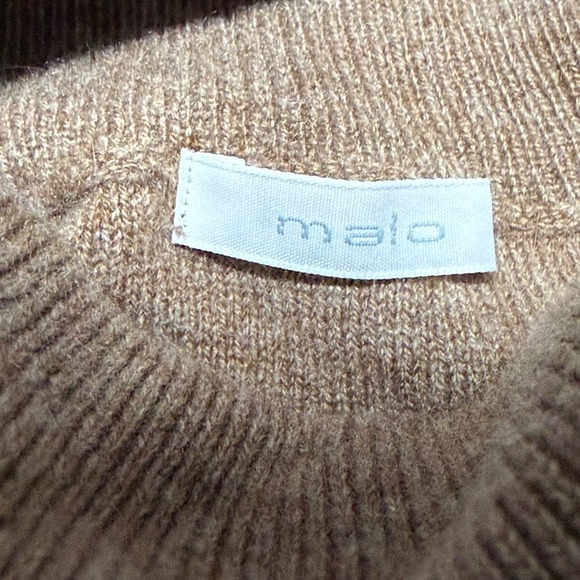 Malo 100 Cashmere Argyle Turtleneck Sweater Men Italian Size 56 Taupe - Picture 6 of 10